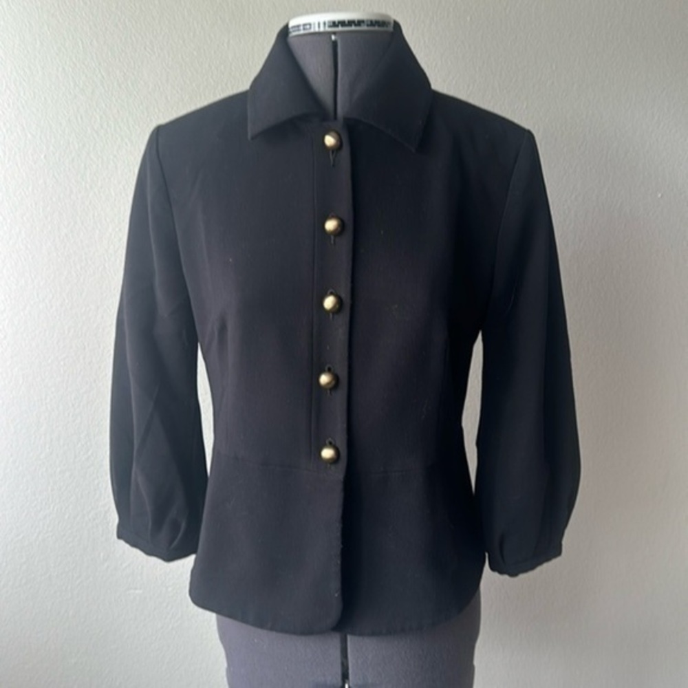 CAbi blazer style #3027 black gold button size 4 career Lantern statement Abbott